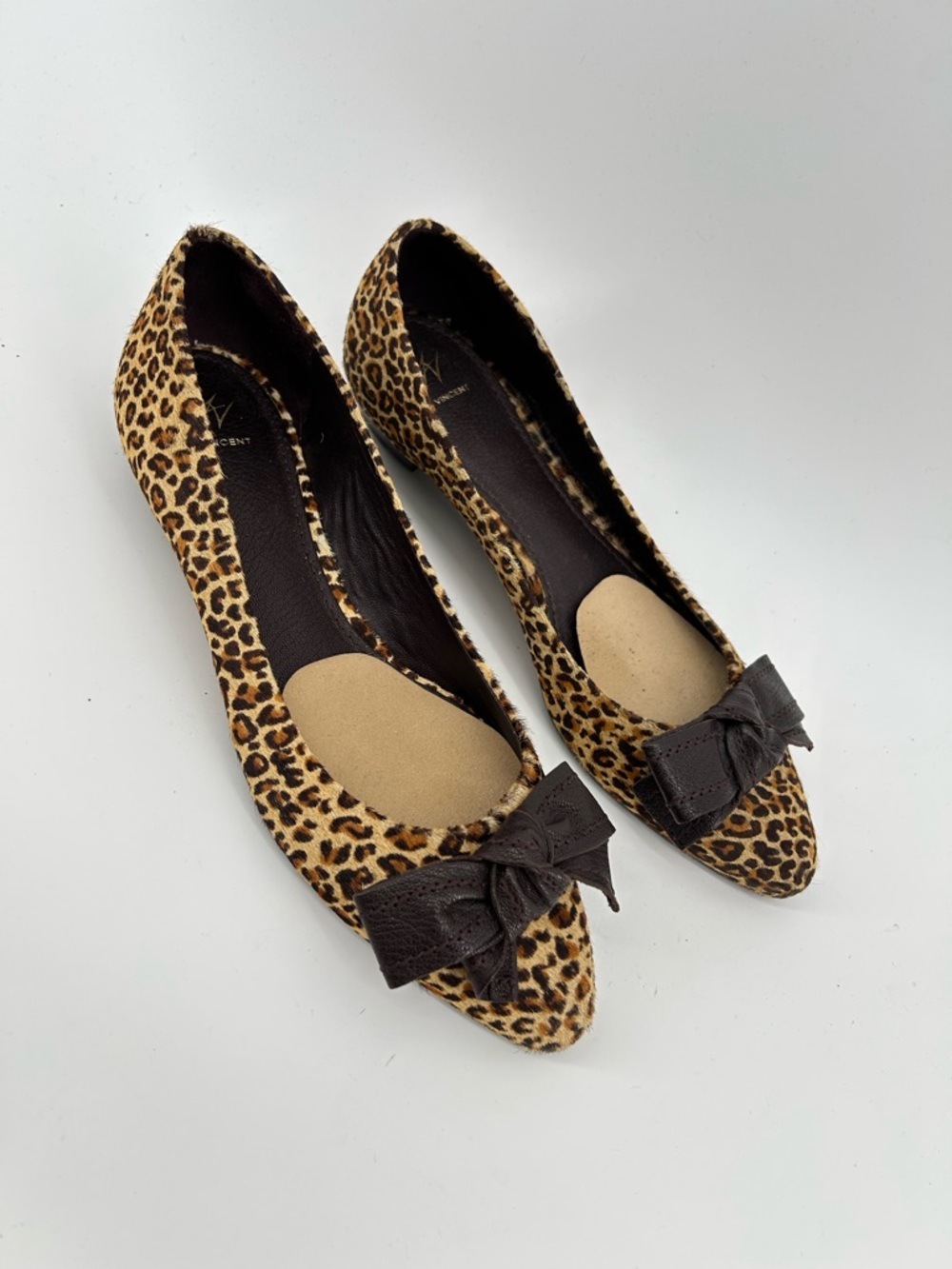 Leopard Calfskin Flats J Vincent Women’s Shoes Leather Bow  Size 7